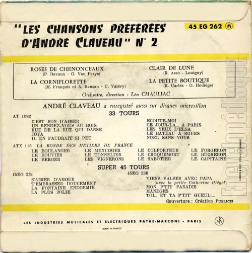 Encyclopédisque - Disque : Les Chansons Préférées D'André Claveau N° 2