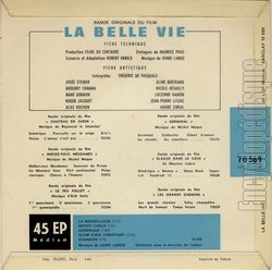 [Pochette de la belle vie (B.O.F.  Films ) - verso]