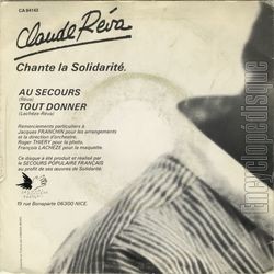 [Pochette de Au secours (Claude RVA) - verso]