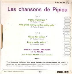 [Pochette de Les chansons de Pipiou (JEUNESSE) - verso]