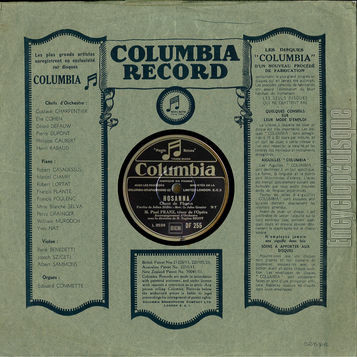 [Pochette de Paul Franz -  Les rameaux / Hosanna  (Columbia DF) - verso]