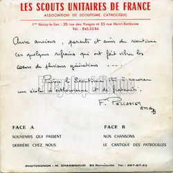 [Pochette de Souvenirs qui passent (Les SCOUTS UNITAIRES DE FRANCE) - verso]