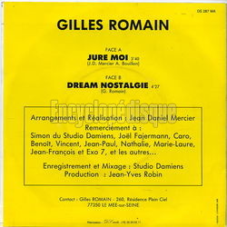 [Pochette de Jure-moi (Gilles ROMAIN) - verso]