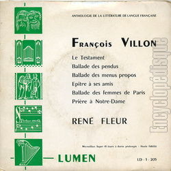 [Pochette de Franois Villon par Ren Fleur (DICTION)]