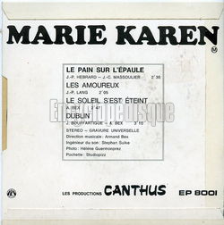 [Pochette de Le pain sur l’paule (Marie KAREN) - verso]