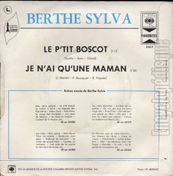 [Pochette de Le p’tit Boscot (Berthe SYLVA) - verso]