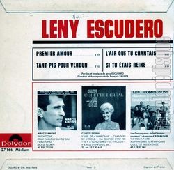 [Pochette de Premier amour (Leny ESCUDERO) - verso]