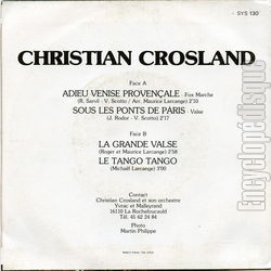 [Pochette de Adieu Venise provenale (Christian CROSLAND) - verso]