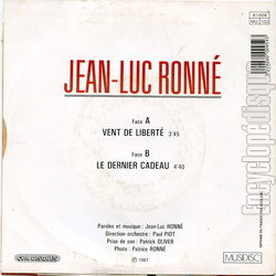 [Pochette de Vent de libert (Jean-Luc RONN) - verso]