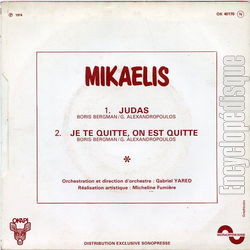 [Pochette de Judas (MIKAELIS) - verso]