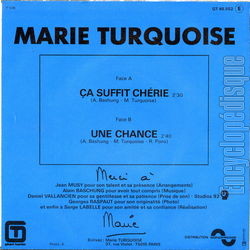 [Pochette de Une chance (Marie TURQUOISE) - verso]