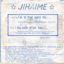 [Pochette de J’ai si mal sans toi (JIHAIME) - verso]