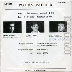 [Pochette de Les couleurs du mal (POLITICS FRAICHEUR) - verso]