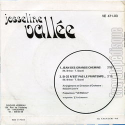 [Pochette de Jean des grands chemins (Josseline VALLE) - verso]