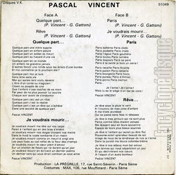 [Pochette de Je voudrais mourir (Pascal VINCENT) - verso]