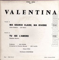 [Pochette de Ma source claire, ma rivire (VALENTINA) - verso]