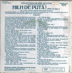 [Pochette de Hilh de puta ! (Jean-Claude COUDOUY) - verso]