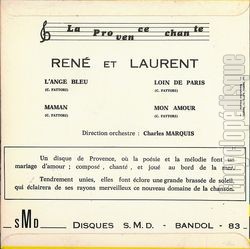 [Pochette de L’ange bleu (REN ET LAURENT) - verso]