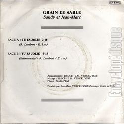 [Pochette de Tu es jolie (GRAIN DE SABLE) - verso]