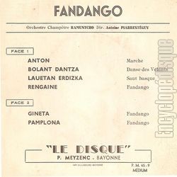 [Pochette de Fandangos (l’orchestre RAMUNTCHO (de Saint-Jean-Pied-De-Port)) - verso]