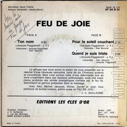 [Pochette de Ton nom (FEU DE JOIE) - verso]