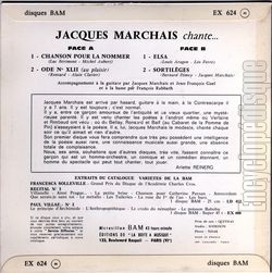 [Pochette de Chanson pour la nommer (Jacques MARCHAIS) - verso]