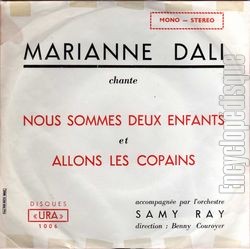 [Pochette de Nous sommes deux enfants (Marianne DALI) - verso]