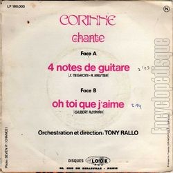 [Pochette de 4 notes de guitare (CORINNE (3)) - verso]