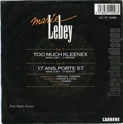 [Pochette de Too much kleenex (Marie LEBEY) - verso]