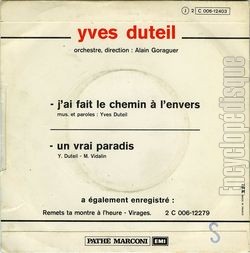 [Pochette de J’ai fait le chemin  l’envers (Yves DUTEIL) - verso]