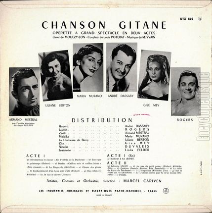 [Pochette de Chanson gitane (THTRE / SPECTACLE) - verso]