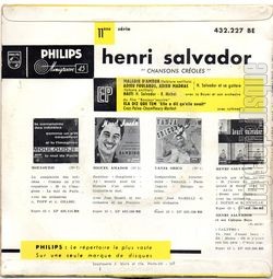 [Pochette de Chansons croles (Henri SALVADOR) - verso]