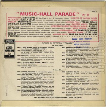 [Pochette de Music-Hall parade n 3 (MUSIC-HALL PARADE) - verso]