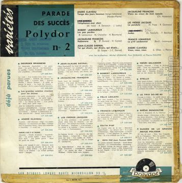 [Pochette de Parade des succs Polydor n 2 (COMPILATION) - verso]
